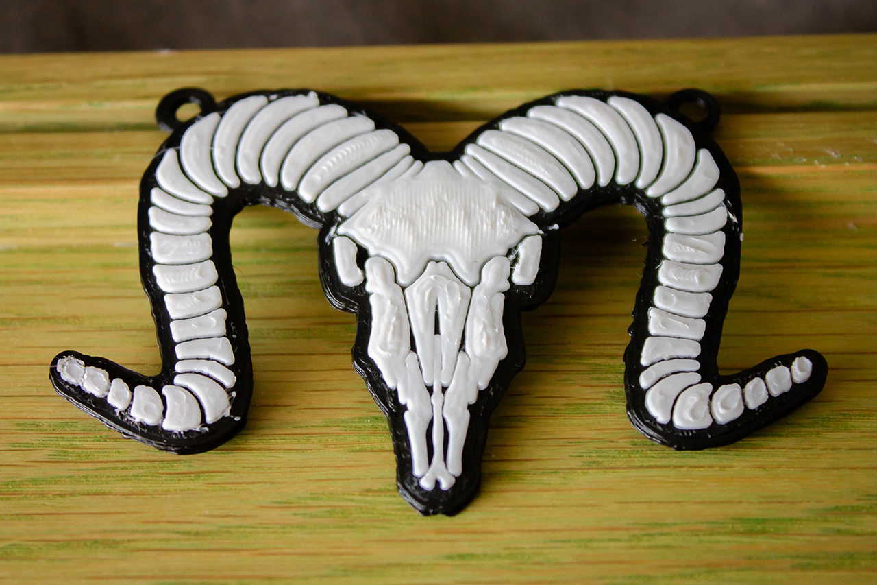 Goat skull keyring