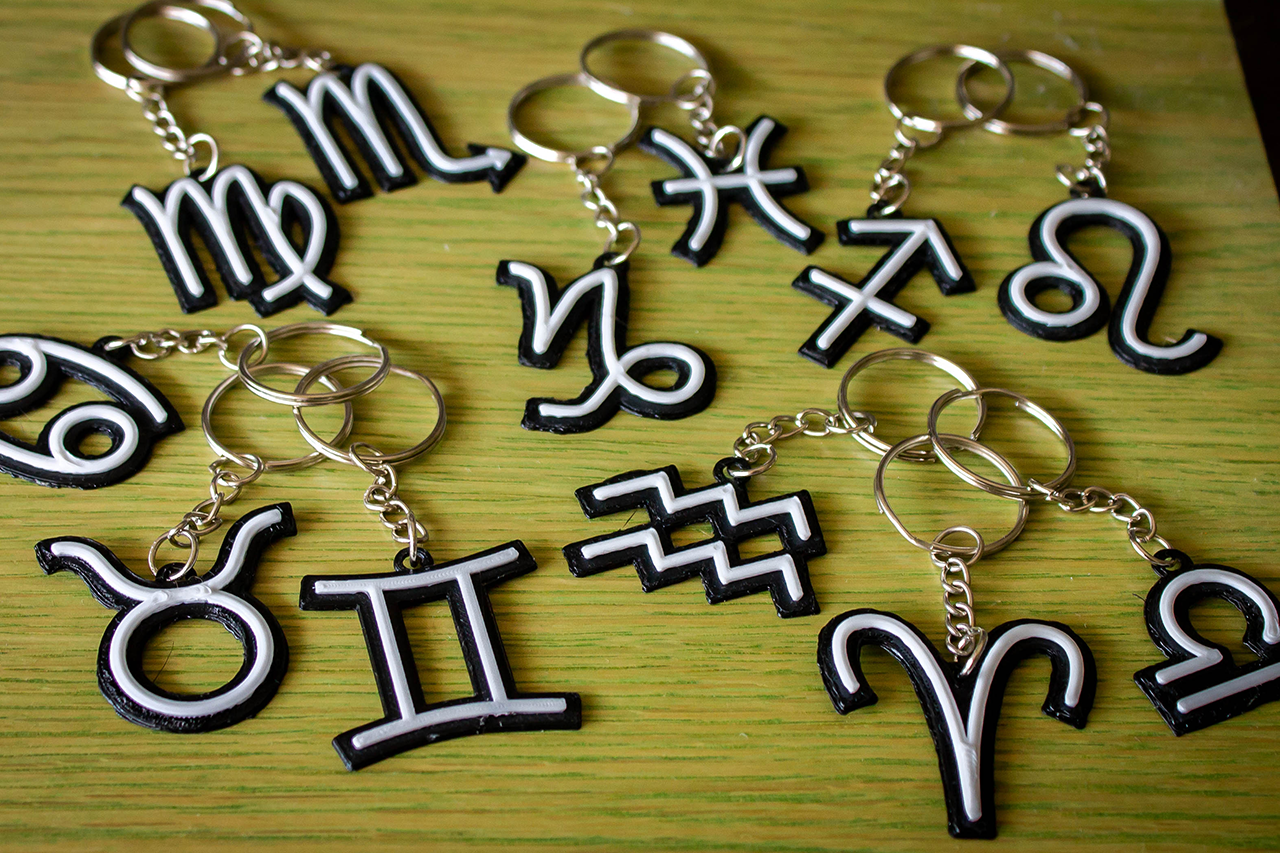 Zodiac symbol keyrings